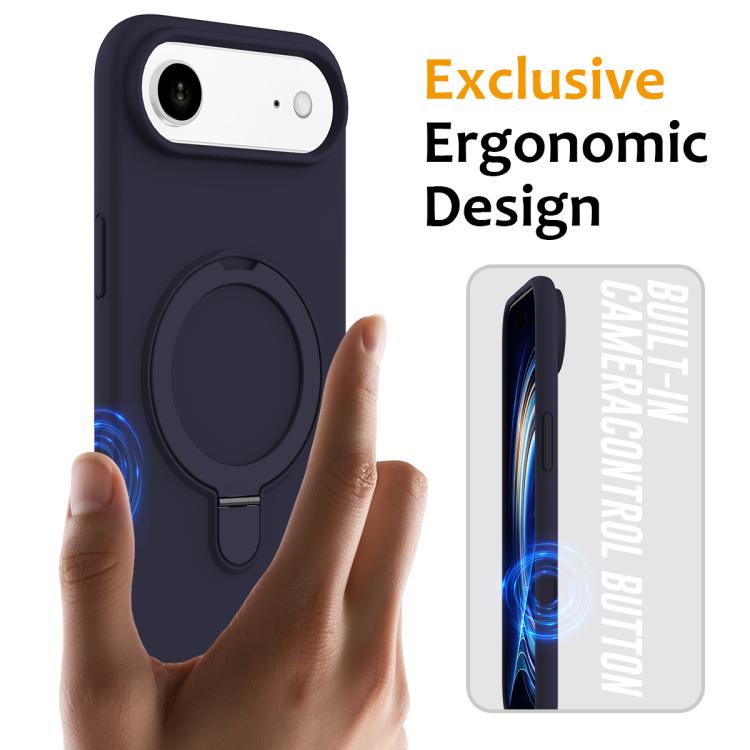 For iPhone Air Liquid Silicone MagSafe Magnetic Phone Case with Ring Holder