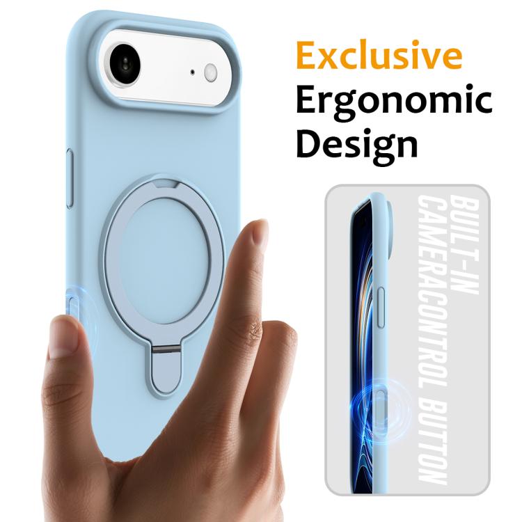 For iPhone Air Liquid Silicone MagSafe Magnetic Phone Case with Ring Holder
