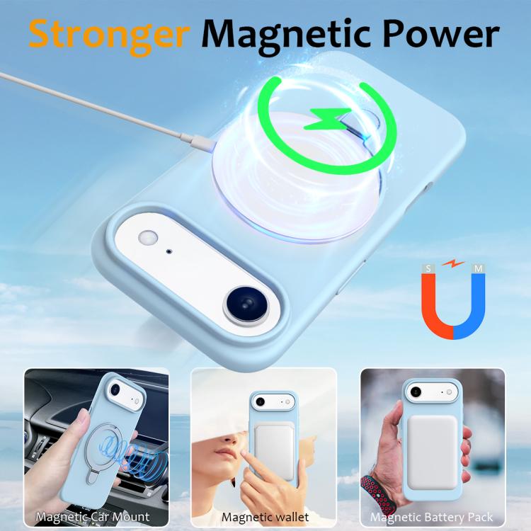 For iPhone Air Liquid Silicone MagSafe Magnetic Phone Case with Ring Holder