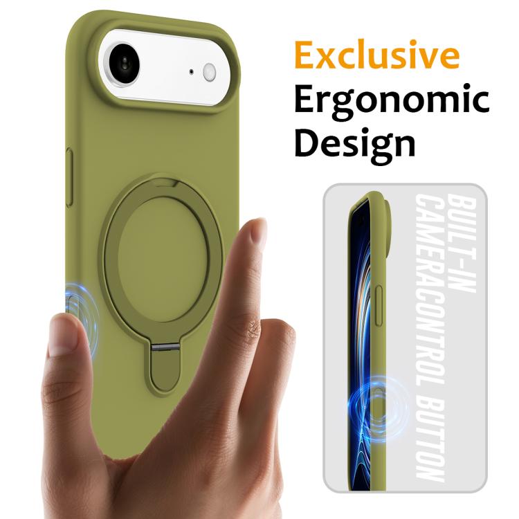 For iPhone Air Liquid Silicone MagSafe Magnetic Phone Case with Ring Holder