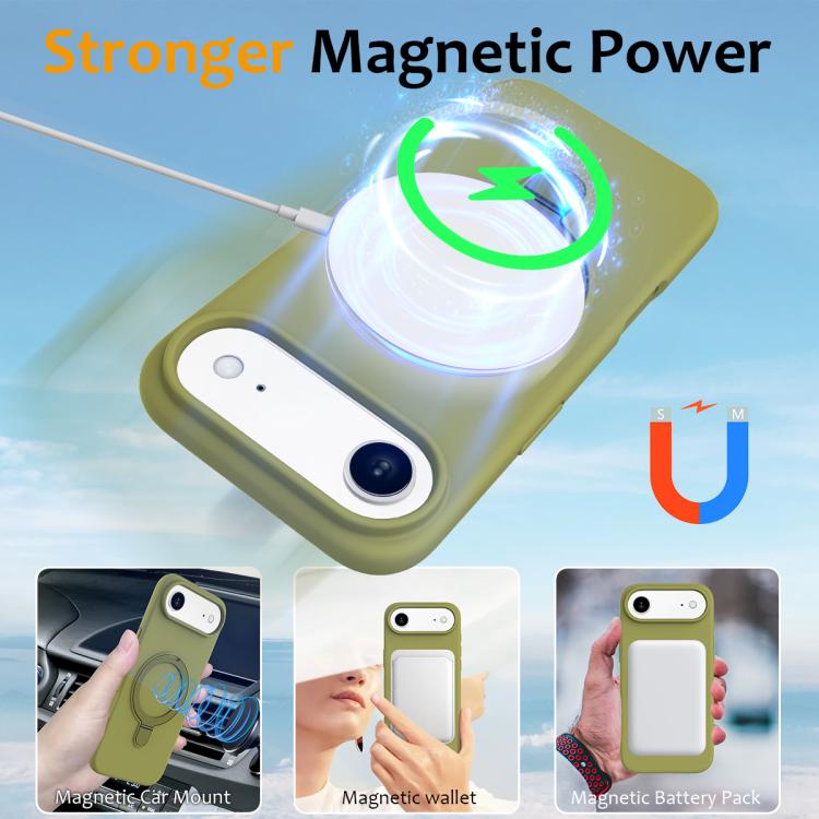 For iPhone Air Liquid Silicone MagSafe Magnetic Phone Case with Ring Holder