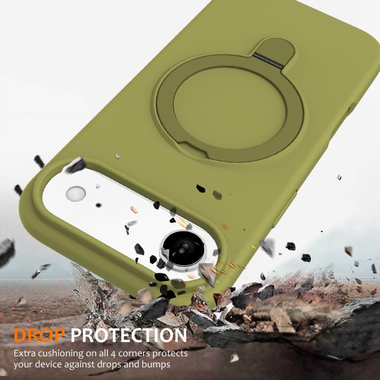 For iPhone Air Liquid Silicone MagSafe Magnetic Phone Case with Ring Holder