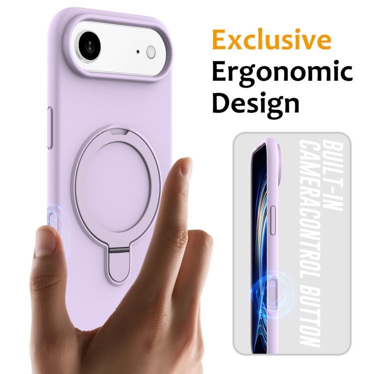 For iPhone Air Liquid Silicone MagSafe Magnetic Phone Case with Ring Holder