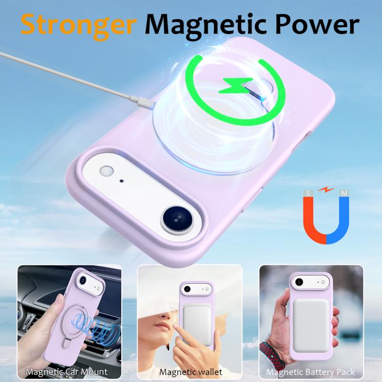 For iPhone Air Liquid Silicone MagSafe Magnetic Phone Case with Ring Holder