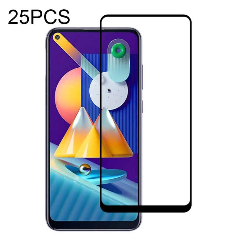 For Samsung Galaxy M11 25 PCS Full Glue Full Screen Tempered Glass Film