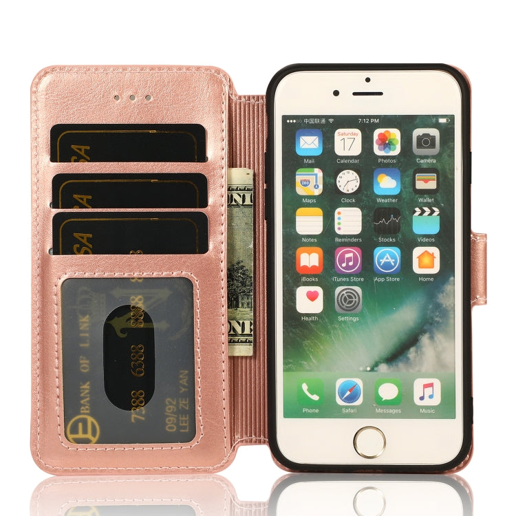 For iPhone 7 / 8 Calf Texture Magnetic Buckle Horizontal Flip Leather Case with Holder & Card Slots & Wallet & Photo Frame