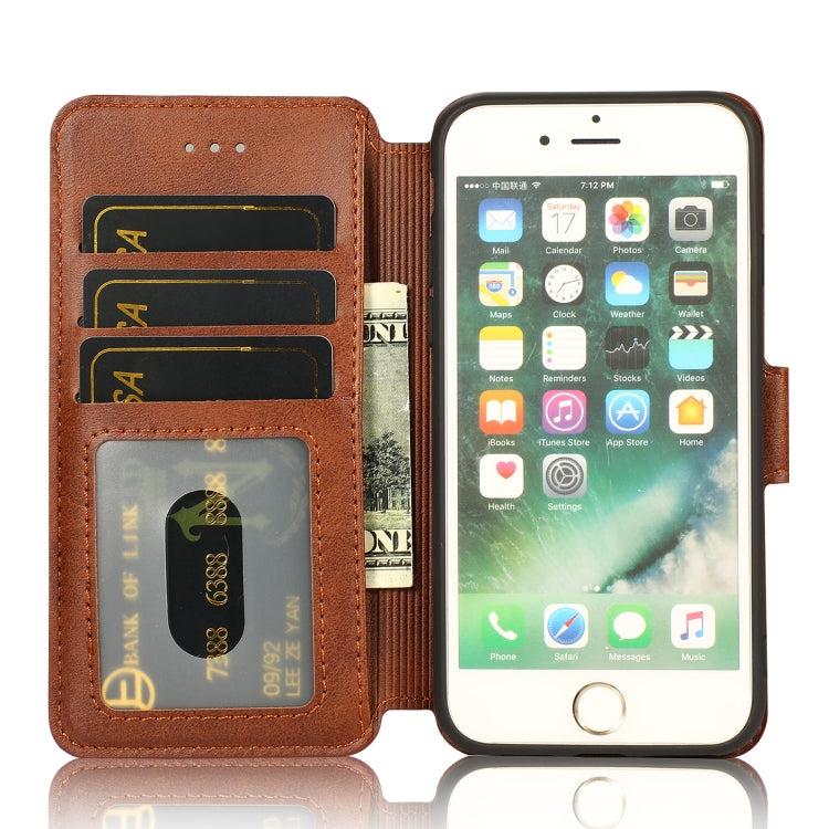 For iPhone 7 / 8 Calf Texture Magnetic Buckle Horizontal Flip Leather Case with Holder & Card Slots & Wallet & Photo Frame