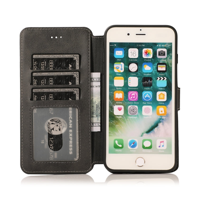 For iPhone 7 Plus / 8 Plus Calf Texture Magnetic Buckle Horizontal Flip Leather Case with Holder & Card Slots & Wallet & Photo Frame