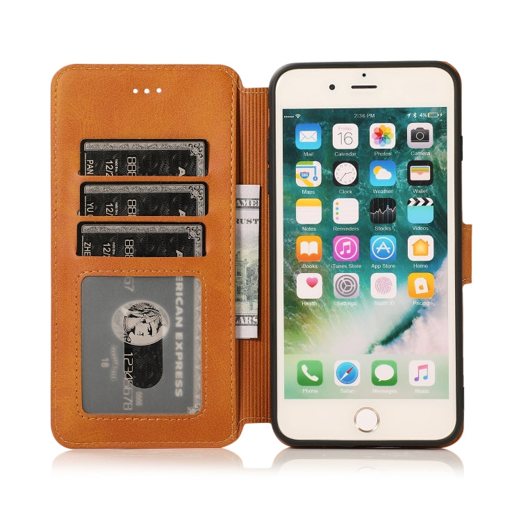 For iPhone 7 Plus / 8 Plus Calf Texture Magnetic Buckle Horizontal Flip Leather Case with Holder & Card Slots & Wallet & Photo Frame