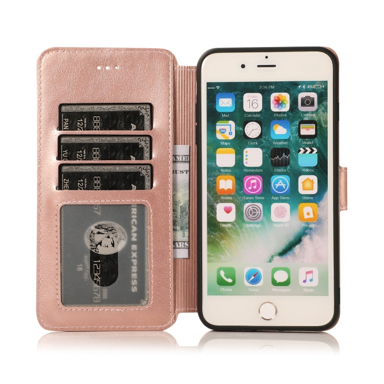 For iPhone 7 Plus / 8 Plus Calf Texture Magnetic Buckle Horizontal Flip Leather Case with Holder & Card Slots & Wallet & Photo Frame