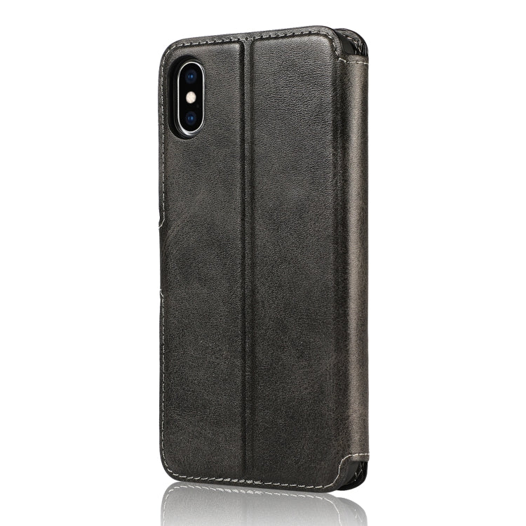 For iPhone X / XS Calf Texture Magnetic Buckle Horizontal Flip Leather Case with Holder & Card Slots & Wallet & Photo Frame