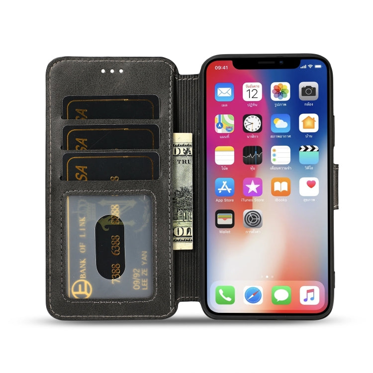 For iPhone X / XS Calf Texture Magnetic Buckle Horizontal Flip Leather Case with Holder & Card Slots & Wallet & Photo Frame