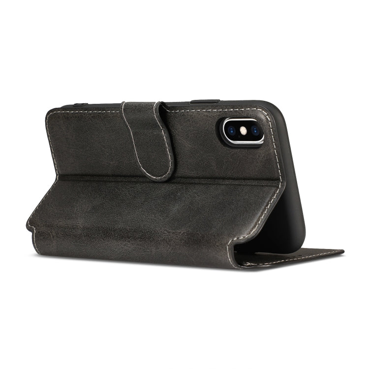 For iPhone X / XS Calf Texture Magnetic Buckle Horizontal Flip Leather Case with Holder & Card Slots & Wallet & Photo Frame