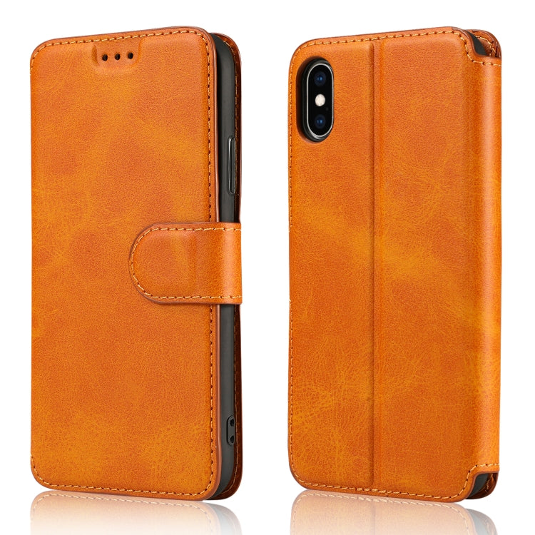 For iPhone X / XS Calf Texture Magnetic Buckle Horizontal Flip Leather Case with Holder & Card Slots & Wallet & Photo Frame