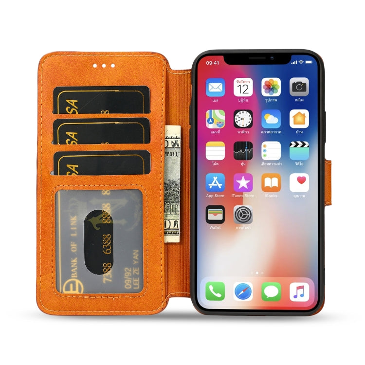For iPhone X / XS Calf Texture Magnetic Buckle Horizontal Flip Leather Case with Holder & Card Slots & Wallet & Photo Frame