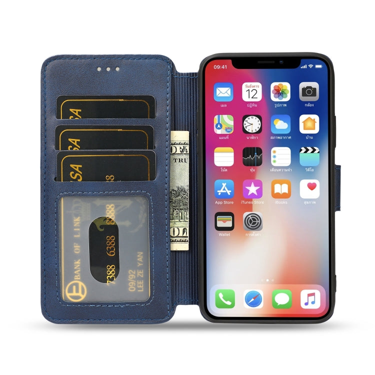 For iPhone X / XS Calf Texture Magnetic Buckle Horizontal Flip Leather Case with Holder & Card Slots & Wallet & Photo Frame