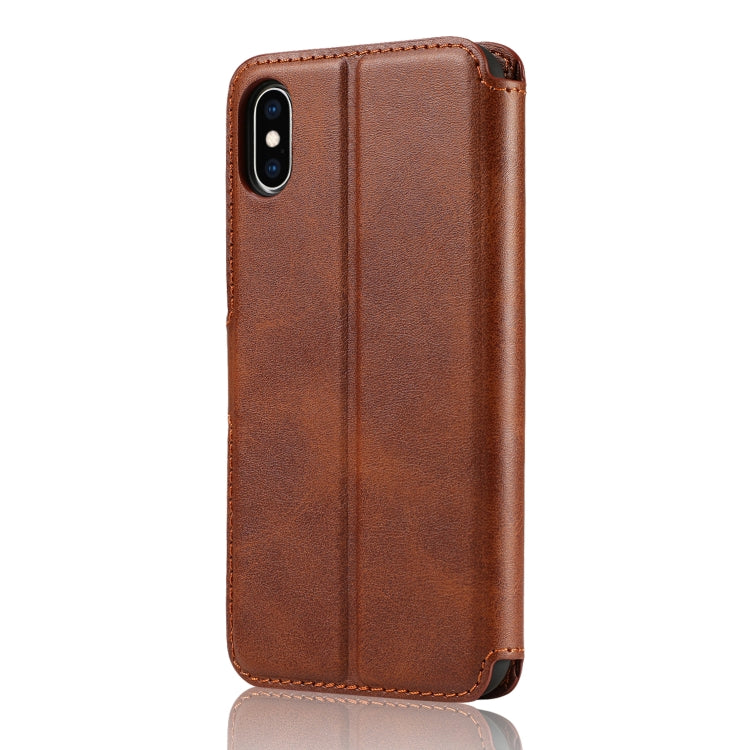 For iPhone X / XS Calf Texture Magnetic Buckle Horizontal Flip Leather Case with Holder & Card Slots & Wallet & Photo Frame