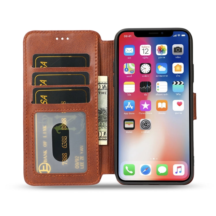 For iPhone X / XS Calf Texture Magnetic Buckle Horizontal Flip Leather Case with Holder & Card Slots & Wallet & Photo Frame