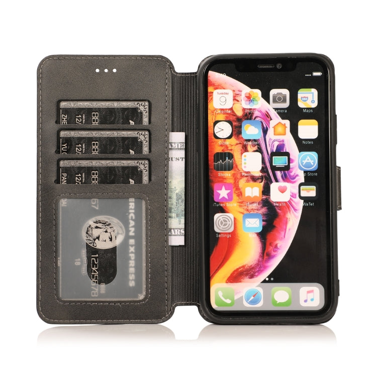 For iPhone XR Calf Texture Magnetic Buckle Horizontal Flip Leather Case with Holder & Card Slots & Wallet & Photo Frame