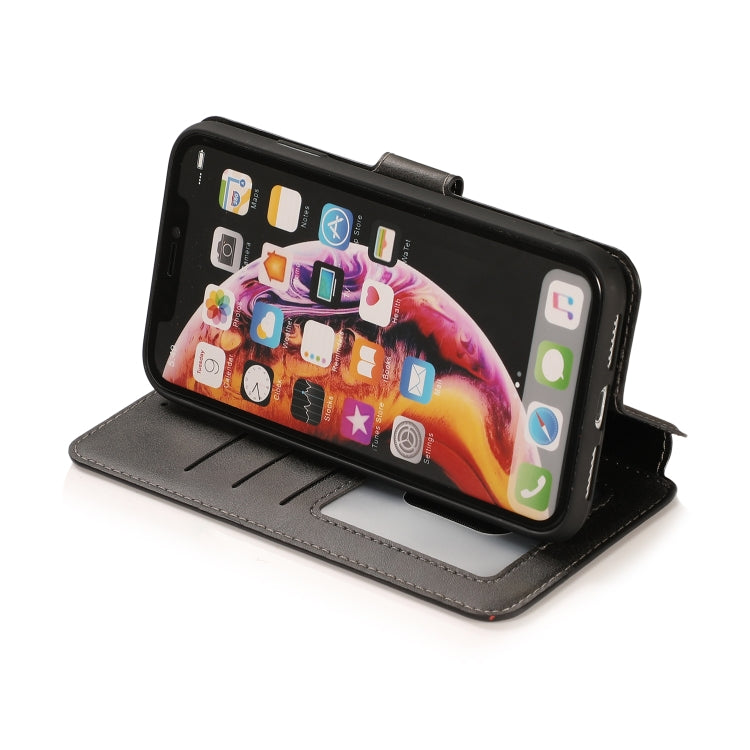 For iPhone XR Calf Texture Magnetic Buckle Horizontal Flip Leather Case with Holder & Card Slots & Wallet & Photo Frame
