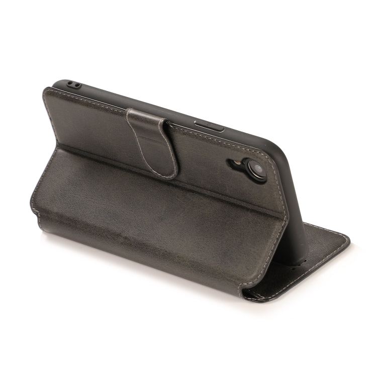 For iPhone XR Calf Texture Magnetic Buckle Horizontal Flip Leather Case with Holder & Card Slots & Wallet & Photo Frame
