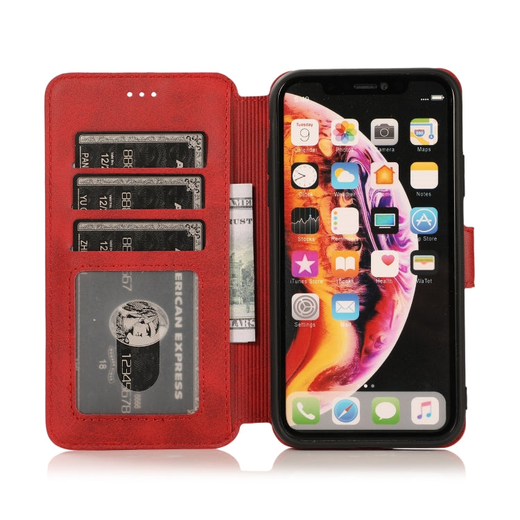For iPhone XR Calf Texture Magnetic Buckle Horizontal Flip Leather Case with Holder & Card Slots & Wallet & Photo Frame