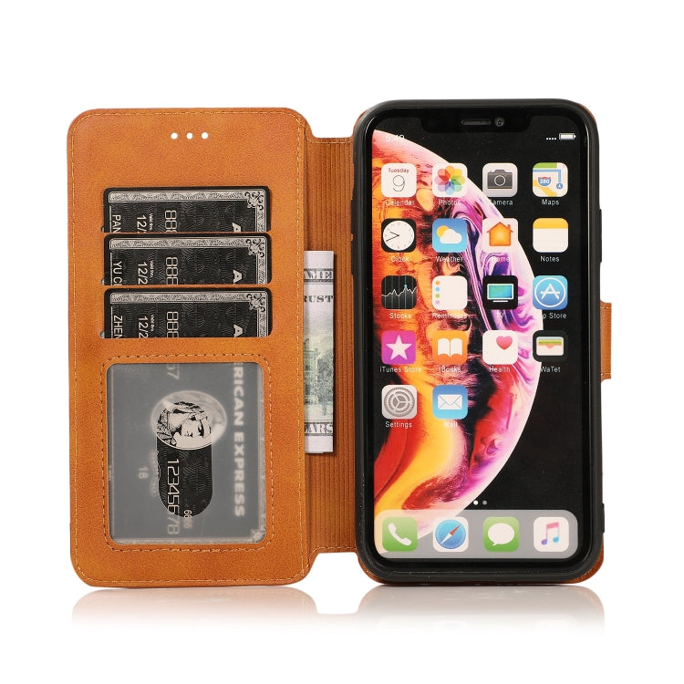 For iPhone XR Calf Texture Magnetic Buckle Horizontal Flip Leather Case with Holder & Card Slots & Wallet & Photo Frame