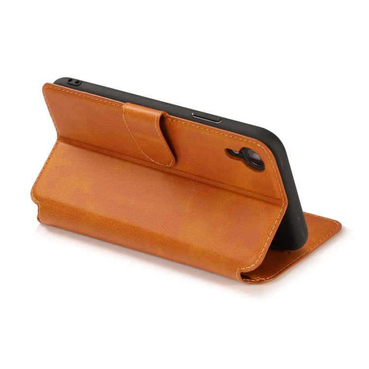 For iPhone XR Calf Texture Magnetic Buckle Horizontal Flip Leather Case with Holder & Card Slots & Wallet & Photo Frame