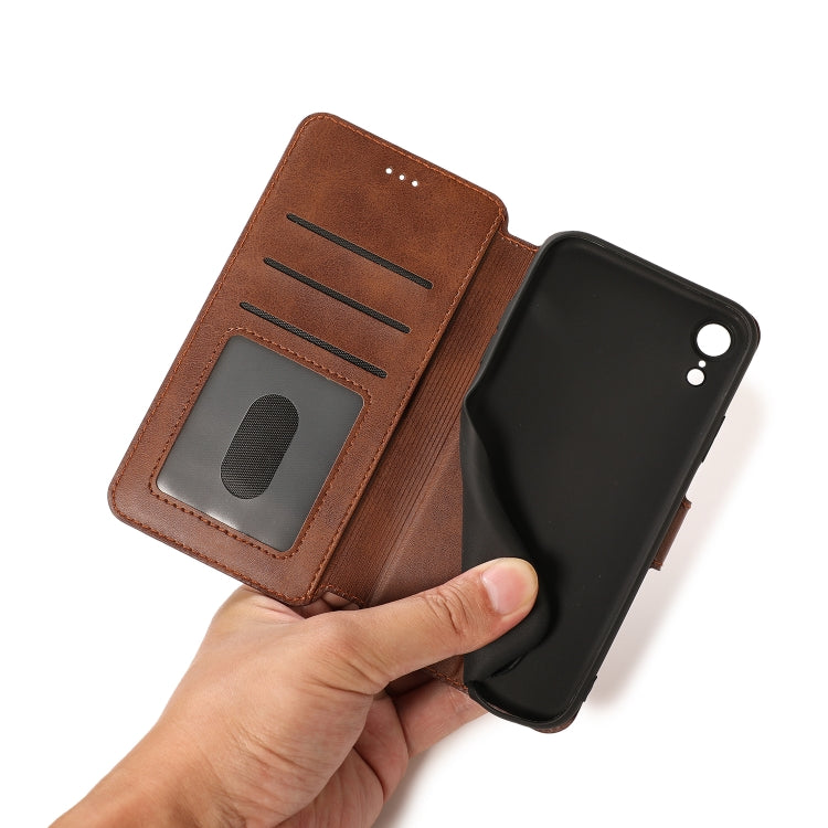 For iPhone XR Calf Texture Magnetic Buckle Horizontal Flip Leather Case with Holder & Card Slots & Wallet & Photo Frame