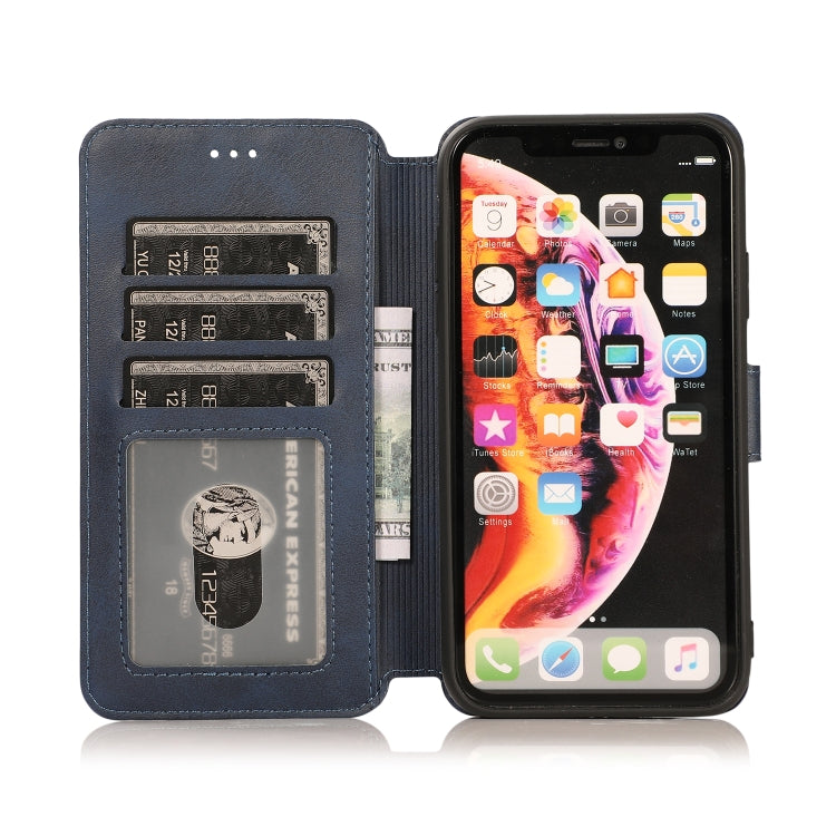 For iPhone XR Calf Texture Magnetic Buckle Horizontal Flip Leather Case with Holder & Card Slots & Wallet & Photo Frame