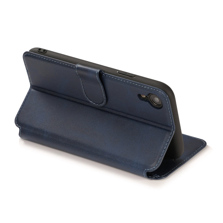 For iPhone XR Calf Texture Magnetic Buckle Horizontal Flip Leather Case with Holder & Card Slots & Wallet & Photo Frame