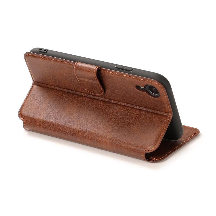 For iPhone XR Calf Texture Magnetic Buckle Horizontal Flip Leather Case with Holder & Card Slots & Wallet & Photo Frame