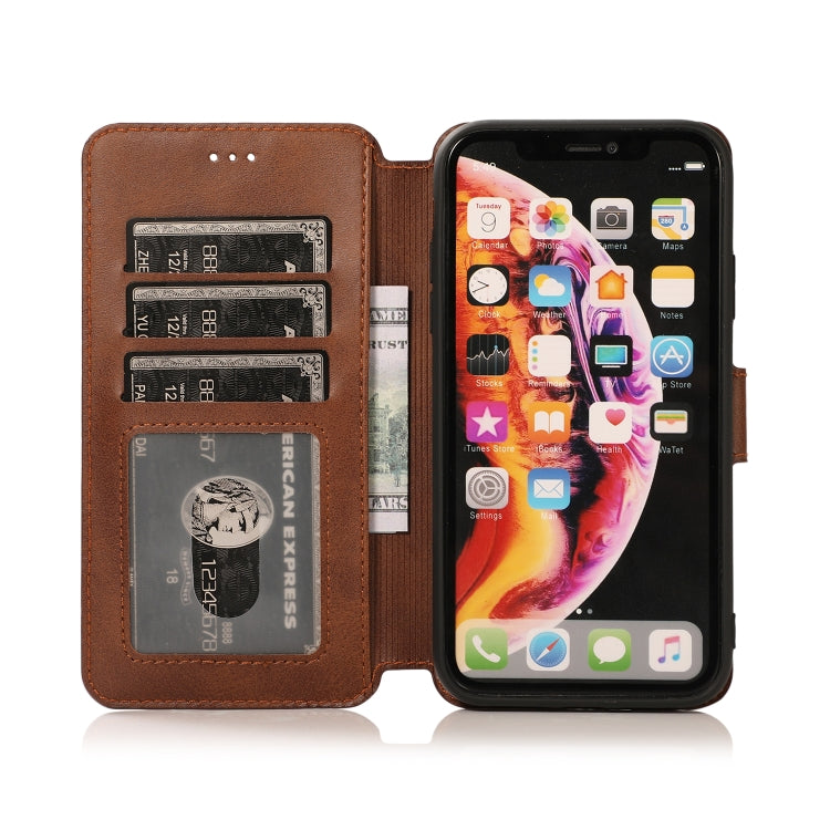 For iPhone XR Calf Texture Magnetic Buckle Horizontal Flip Leather Case with Holder & Card Slots & Wallet & Photo Frame