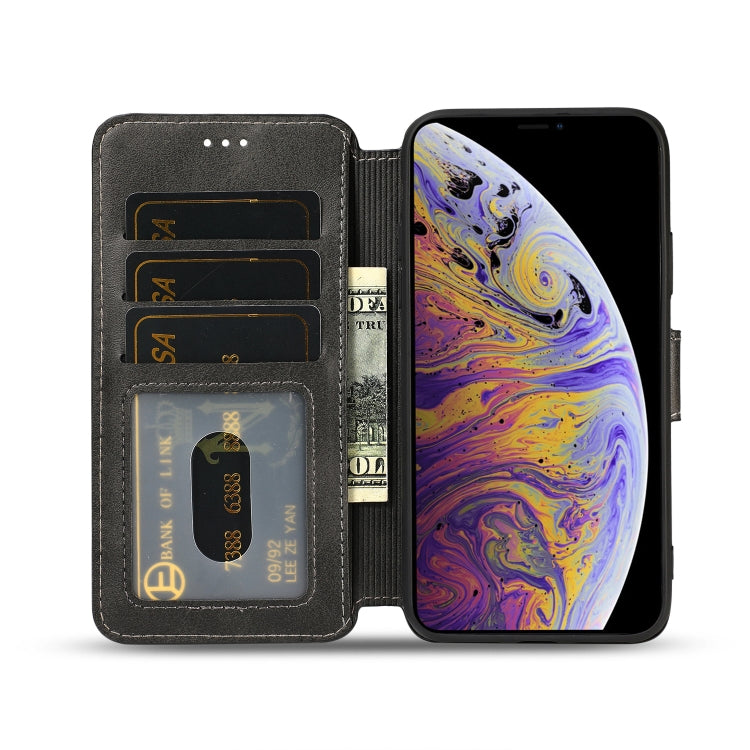 For iPhone XS Max Calf Texture Magnetic Buckle Horizontal Flip Leather Case with Holder & Card Slots & Wallet & Photo Frame