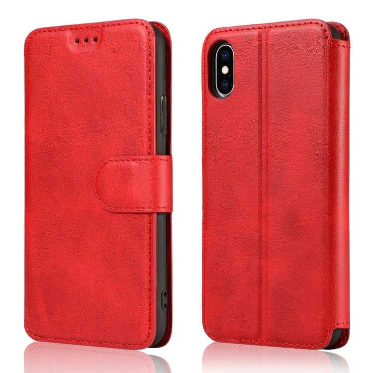 For iPhone XS Max Calf Texture Magnetic Buckle Horizontal Flip Leather Case with Holder & Card Slots & Wallet & Photo Frame