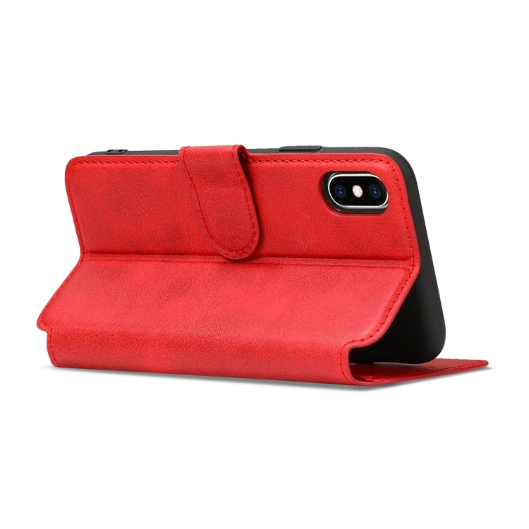 For iPhone XS Max Calf Texture Magnetic Buckle Horizontal Flip Leather Case with Holder & Card Slots & Wallet & Photo Frame