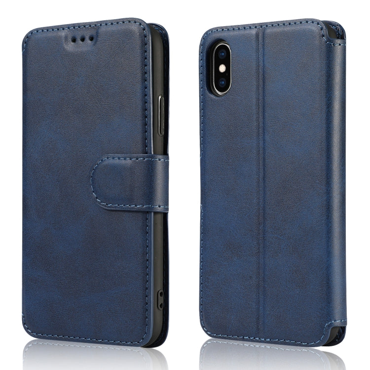 For iPhone XS Max Calf Texture Magnetic Buckle Horizontal Flip Leather Case with Holder & Card Slots & Wallet & Photo Frame