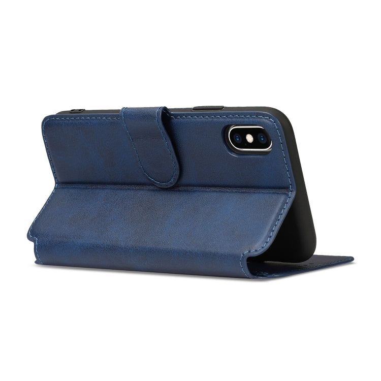 For iPhone XS Max Calf Texture Magnetic Buckle Horizontal Flip Leather Case with Holder & Card Slots & Wallet & Photo Frame