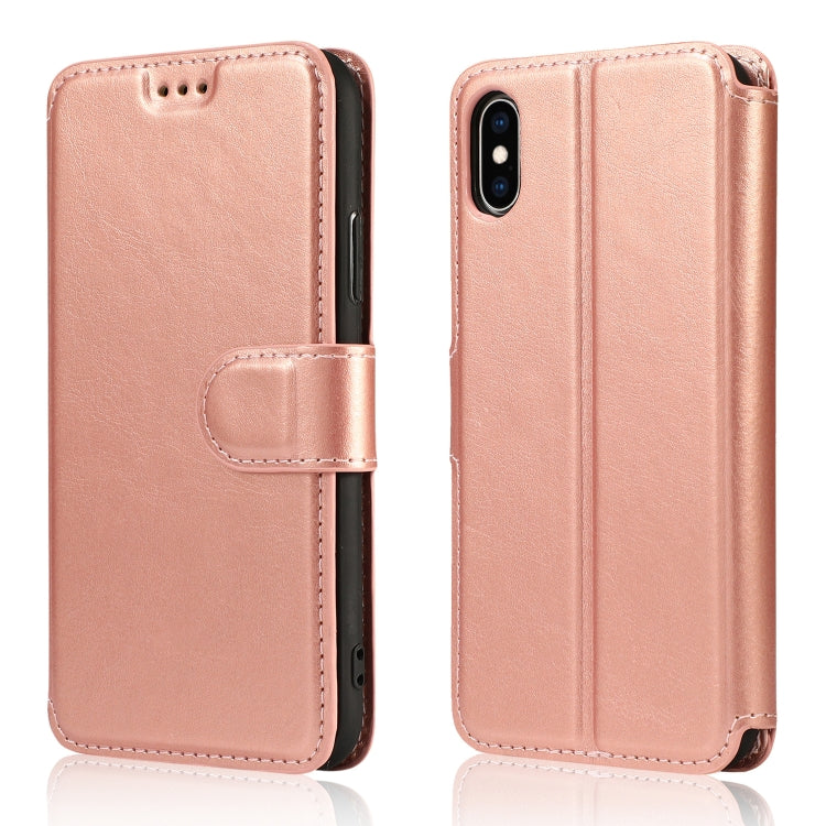 For iPhone XS Max Calf Texture Magnetic Buckle Horizontal Flip Leather Case with Holder & Card Slots & Wallet & Photo Frame