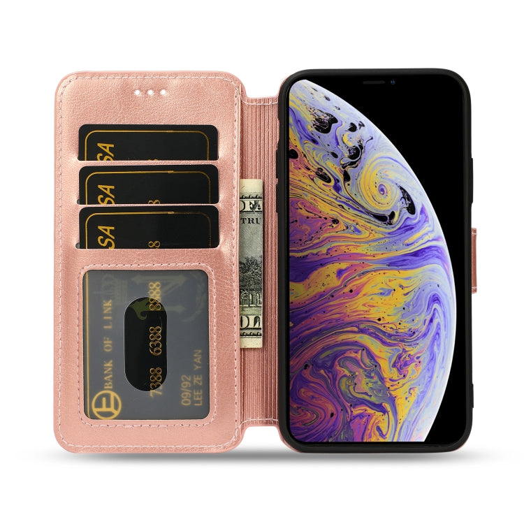 For iPhone XS Max Calf Texture Magnetic Buckle Horizontal Flip Leather Case with Holder & Card Slots & Wallet & Photo Frame