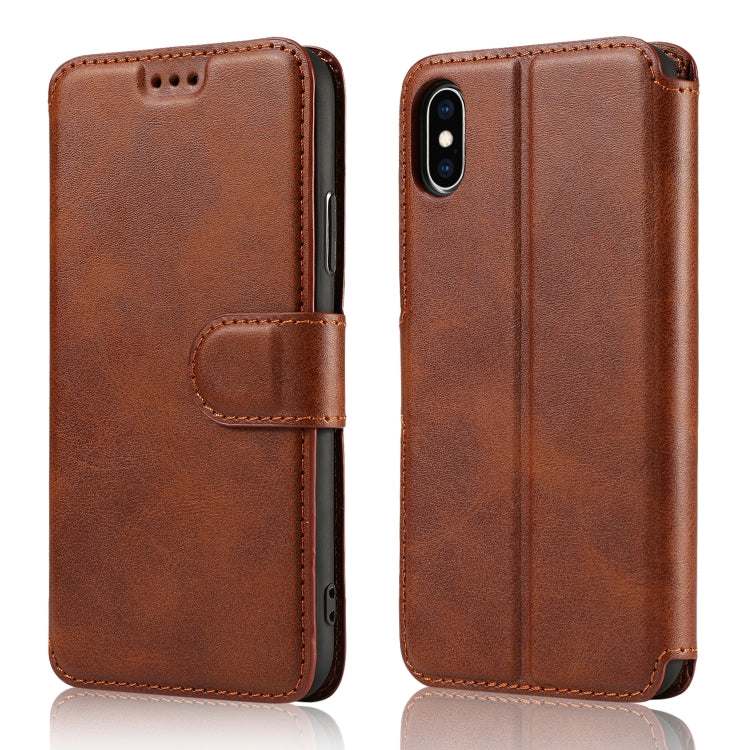 For iPhone XS Max Calf Texture Magnetic Buckle Horizontal Flip Leather Case with Holder & Card Slots & Wallet & Photo Frame