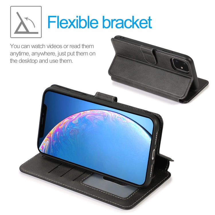 For iPhone 12 / 12 Pro Calf Texture Magnetic Buckle Horizontal Flip Leather Case with Holder & Card Slots & Wallet & Photo Frame