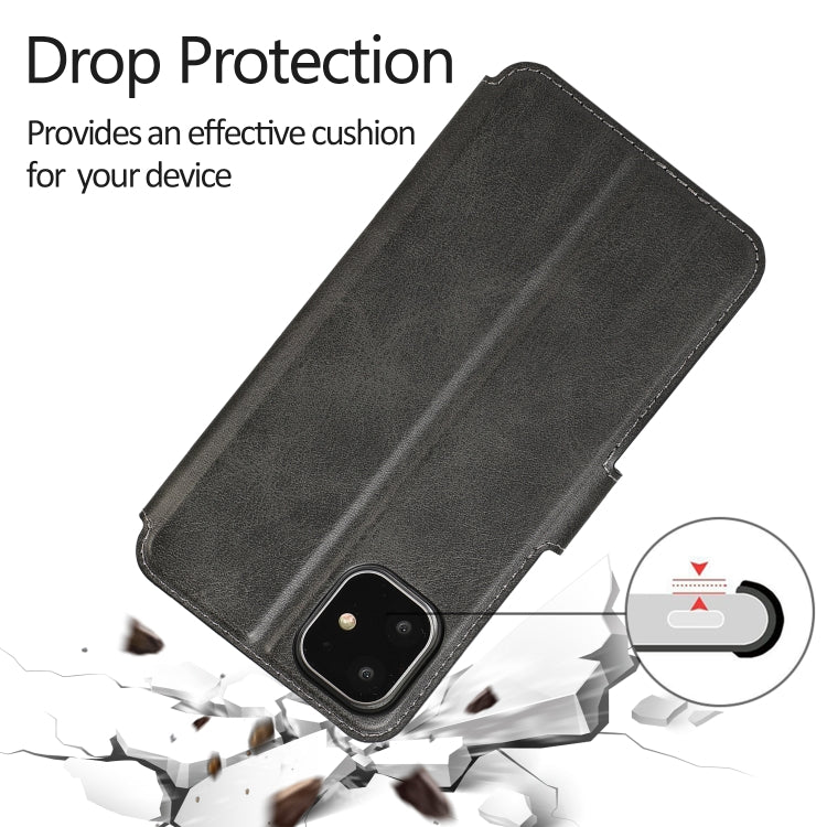 For iPhone 12 / 12 Pro Calf Texture Magnetic Buckle Horizontal Flip Leather Case with Holder & Card Slots & Wallet & Photo Frame