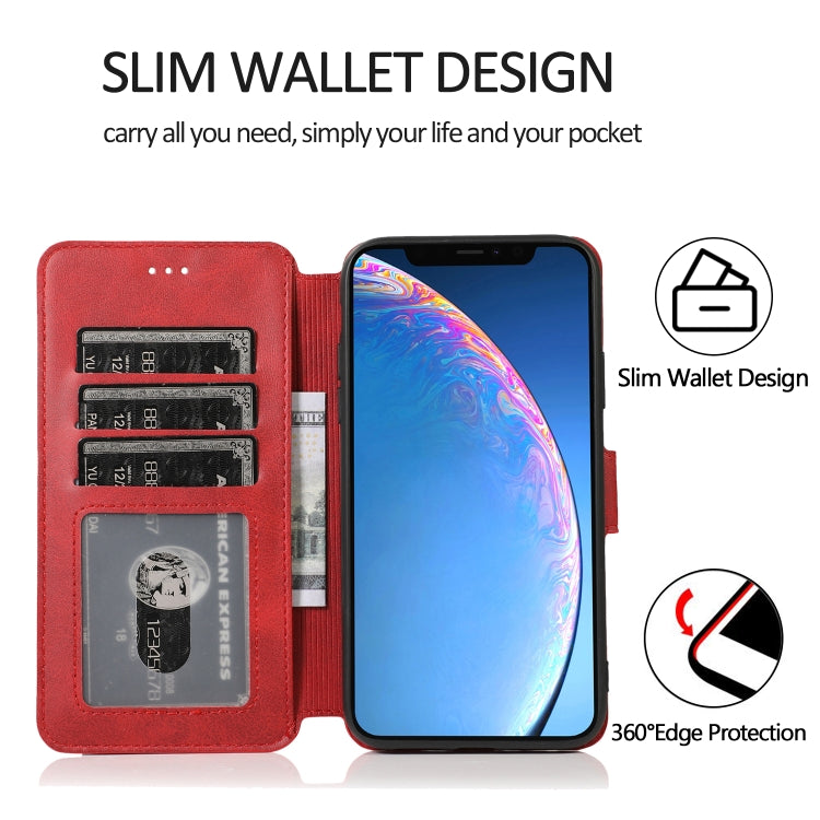 For iPhone 12 / 12 Pro Calf Texture Magnetic Buckle Horizontal Flip Leather Case with Holder & Card Slots & Wallet & Photo Frame