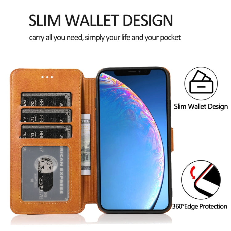 For iPhone 12 / 12 Pro Calf Texture Magnetic Buckle Horizontal Flip Leather Case with Holder & Card Slots & Wallet & Photo Frame