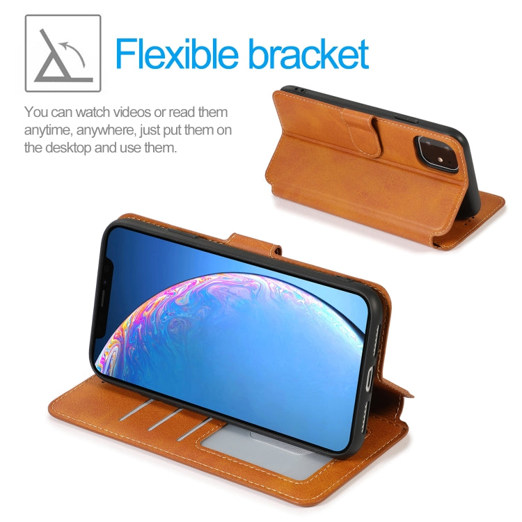For iPhone 12 / 12 Pro Calf Texture Magnetic Buckle Horizontal Flip Leather Case with Holder & Card Slots & Wallet & Photo Frame