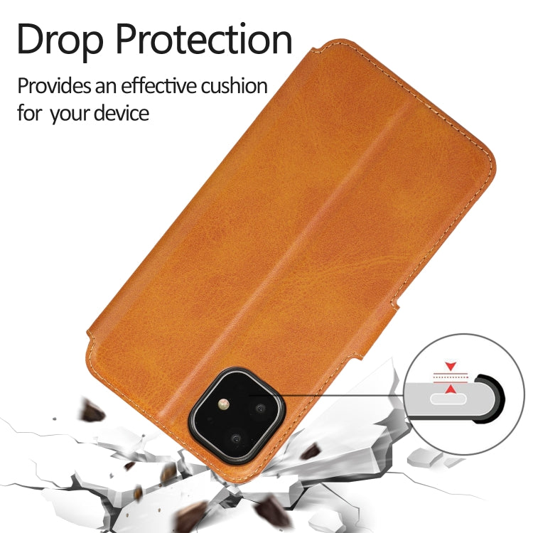For iPhone 12 / 12 Pro Calf Texture Magnetic Buckle Horizontal Flip Leather Case with Holder & Card Slots & Wallet & Photo Frame