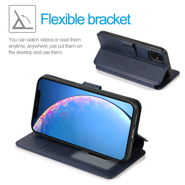 For iPhone 12 / 12 Pro Calf Texture Magnetic Buckle Horizontal Flip Leather Case with Holder & Card Slots & Wallet & Photo Frame