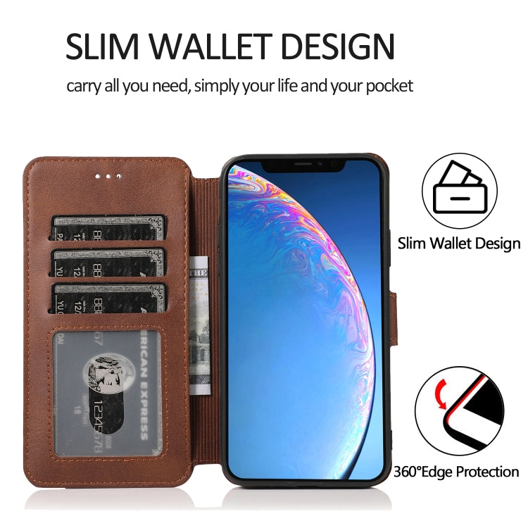 For iPhone 12 / 12 Pro Calf Texture Magnetic Buckle Horizontal Flip Leather Case with Holder & Card Slots & Wallet & Photo Frame