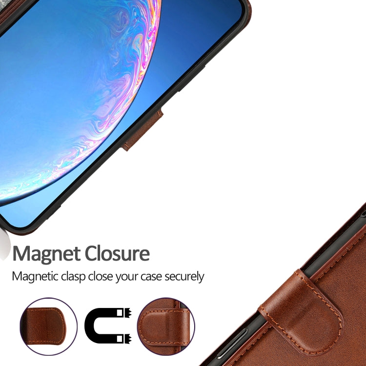 For iPhone 12 / 12 Pro Calf Texture Magnetic Buckle Horizontal Flip Leather Case with Holder & Card Slots & Wallet & Photo Frame